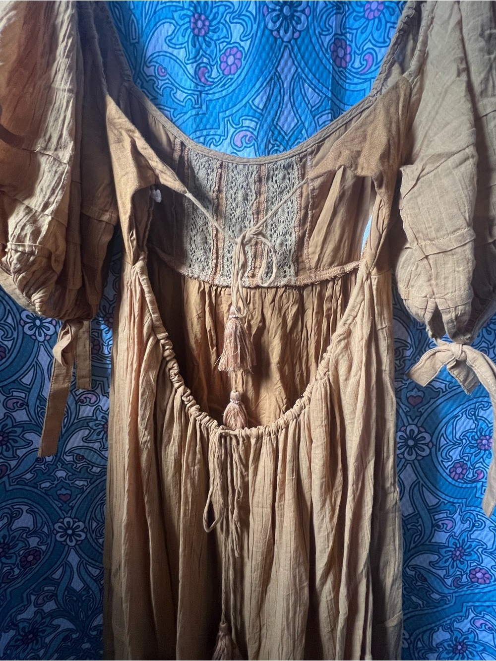 Free People Mustard Tiered Maxi Dress with Puff Detail - Picture 6 of 6